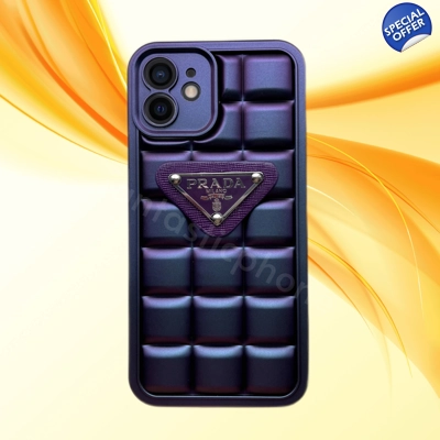 Prada Puffer Style Iphone Case Cyber Punk Puple title=