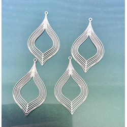 SILVER FINE LEAF FILIGREE PENDANT PAIR