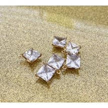 7MM GOLD CZ SQUARE CONNECTOR ONE HOLE 2 PC