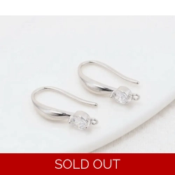SILVER PLATED CUBIC ZIRCONIA EARRING HOOKS 2PC