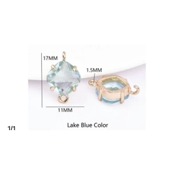LAKE BLUE CRYSTAL CONNECTOR 2PC