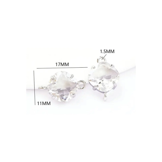 Additional Image for CRYSTAL CONNECTOR CLEAR PLATINUM 2PC     TINUM COLOUR