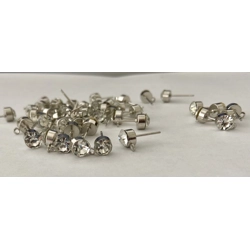 5MM RHODIUM COLOUR,6 PC, CUBIC ZIRCONIA HYPOALLERGENIC STUD CONNECTOR