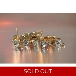 6PCE GOLD COLOUR HYPOALLERGENIC STUD CONNECTORS WITH CUBIC ZIRCONIA