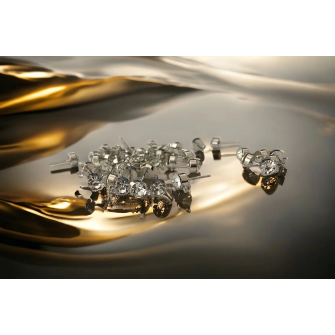 Additional Image for 5MM RHODIUM COLOUR,6 PC, CUBIC ZIRCONIA HYPOALLERGENIC STUD CONNECTOR