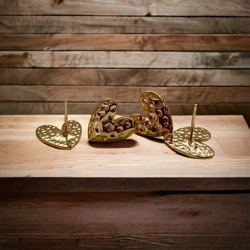 GOLD DIMPLE HEART STUD 2PC