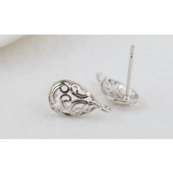 SILVER FILAGREE STUD CONNECTOR 2PC