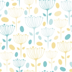 WATER SLIDE TRANSFER, BLUE AND YELLOW DILL FLOWERS