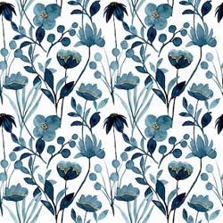 WATER SOLUBLE TRANSFER, BLUE WATER COLOUR FLOWERS WST