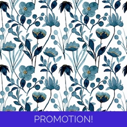 WATER SOLUBLE TRANSFER, BLUE WATER COLOUR FLOWERS WST