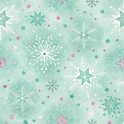 WST XMAS GREEN SNOW FLAKES
