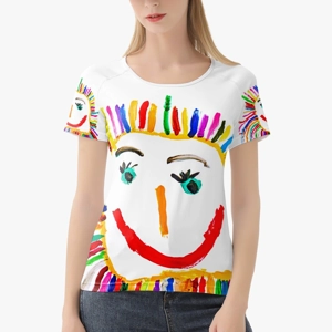 Women's White T-Shirt with Rainbow Sun Paintings