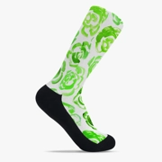 Sports Socks with Light Green Flower Blossoms