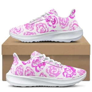 Running Shoes with Light Pink Flower Blossoms