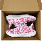 Running Shoes with Dark Pink Flower Blossoms