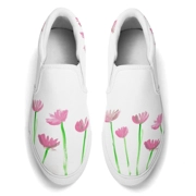 Women's Rubber Slip On Shoes with Painted Lotus Flowers