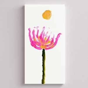 Pink Lotus Flower and Full Moon Canvas Print | Framed or U..