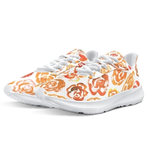 Running Shoes with Orange Flower Blossoms