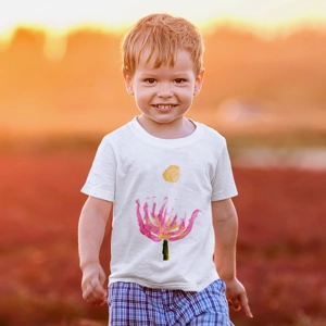Boys' 100% Cotton T-Shirt with Lotus Flower and Full Moon ..