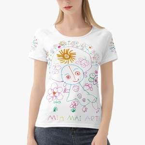 Women's White T-Shirt with Different Drawings