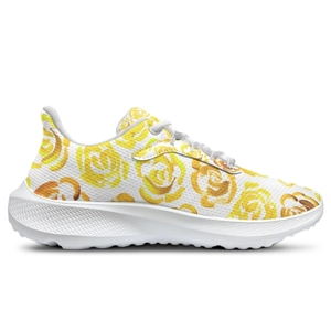 Running Shoes with Yellow Flower Blossoms