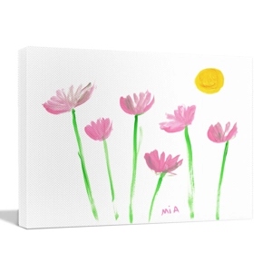Canvas Decorative Print with Pink Lotus Flowers and Full M..