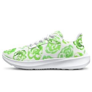 Running Shoes with Light Green Flower Blossoms