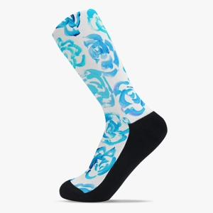 Sports Socks with Light Blue Flower Blossoms