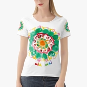 Women's White T-Shirt with Mandala Paintings