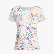 Women's White T-Shirt with Flower Blossoms