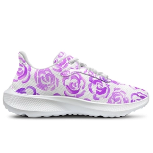 Running Shoes with Light Purple Flower Blossoms