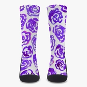 Floral Print Sports Socks - Dark Purple Flower Blossoms - Reinforced for Running & Gym | Mia Mai Art