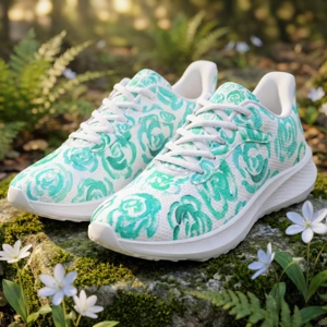Aqua color flower shoes | Art sneakers | Unisex running shoes with aqua color flower blossoms. Women's & men's lightweight sports shoes.

Floral print running shoes | Floral sneakers | Boho patterned shoes | Cute trainers | Flower sneakers | Gym trainers, tennis shoes & walking shoes by Mia Mai Art