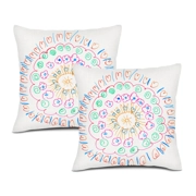 Linen Cushion Cover Set: 2 Covers with Double-Sided Mandala Drawings