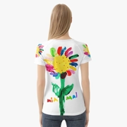 Women's White T-Shirt with Rainbow Flower Paintings