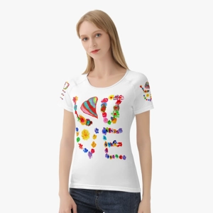 Women's White T-Shirt with LOVE Paintings