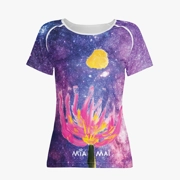Women's T-Shirt with Lotus Flower and Moon Painting