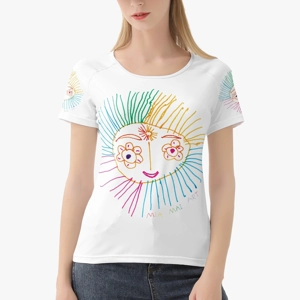 Women's White T-Shirt with Sun Drawings