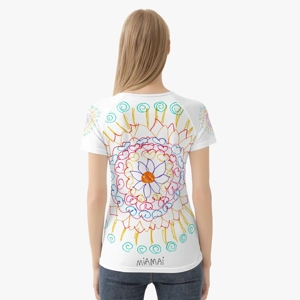 Women's White T-Shirt with Mandala Drawings