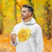 Men's 100% Cotton Hoodie with Yellow Sun Painting