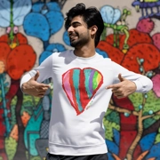 Men's 100% Cotton Sweatshirt with Rainbow Heart Painting
