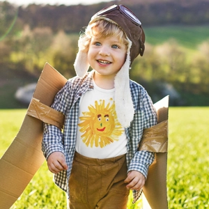 Boys' 100% Cotton T-Shirt with Yellow Sun Painting