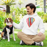 Men's 100% Cotton Hoodie with Rainbow Heart Painting