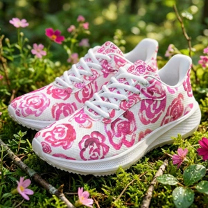Dark pink flower shoes | Art sneakers | Unisex running shoes with dark pink flower blossoms. Women's & men's lightweight sports shoes.

Floral print running shoes | Floral sneakers | Boho patterned shoes | Cute trainers | Flower sneakers | Gym trainers, tennis shoes & walking shoes by Mia Mai Art