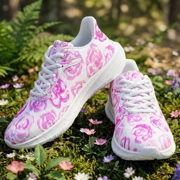 Light pink flower shoes | Art sneakers | Unisex running shoes with light pink flower blossoms. Women's & men's lightweight sports shoes.  Floral print running shoes | Floral sneakers | Boho patterned shoes | Cute trainers | Flower sneakers | Gym trainers, tennis shoes & walking shoes