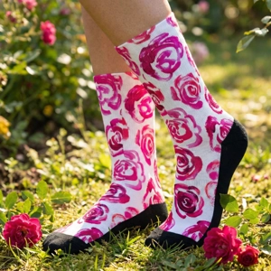 Pink flower socks | Unisex dark pink flower blossom sports socks for women and men | Cute art socks | High performance sports socks |  Cool socks for guys | Unique socks for men | Best socks for sweaty feet | Moisture wicking socks for running | Cute workout socks for women | Sweat wicking gym socks | Anti-blister sports socks | Novelty running socks | Seamless toe athletic socks