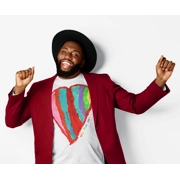 Men's 100% Cotton T-Shirt with Rainbow Heart Painting