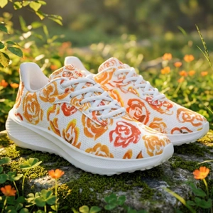 Running Shoes with Orange Flower Blossoms (Unisex) Floral Print Running Shoes | Mia Mai Art