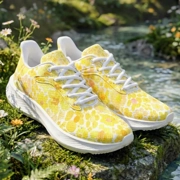 Running Shoes with Yellow Flower Blossoms (Unisex) Floral Print Running Shoes | Art Sneakers
