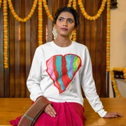 Women's 100% Cotton Sweatshirt with Rainbow Heart Painting
